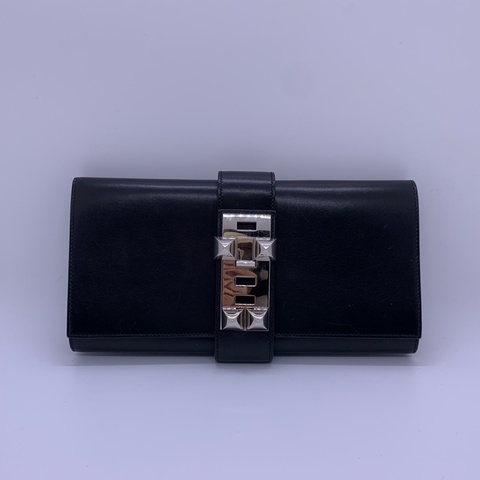 二手Hermes愛馬仕cdc黑銀box皮手包R刻，包身有划痕邊角有磨損五金有划痕