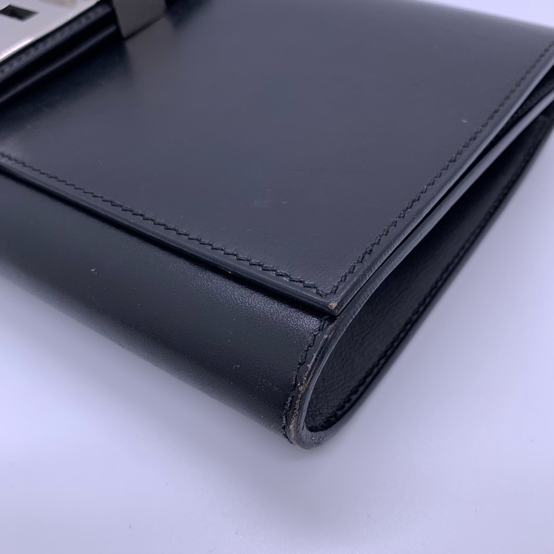 二手Hermes愛馬仕cdc黑銀box皮手包R刻，包身有划痕邊角有磨損五金有划痕-6