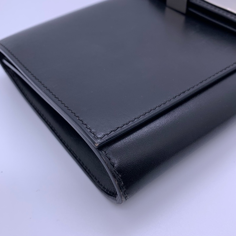 二手Hermes愛馬仕cdc黑銀box皮手包R刻，包身有划痕邊角有磨損五金有划痕-7