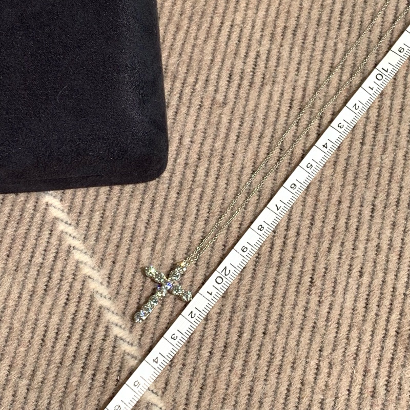 Tiffany十字架大號白金滿鑽項鍊-5