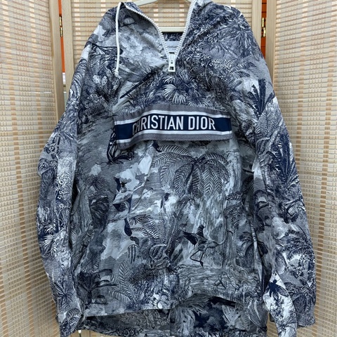 Dior 迪奧藍色標語logo叢林動物園衝鋒衣XS