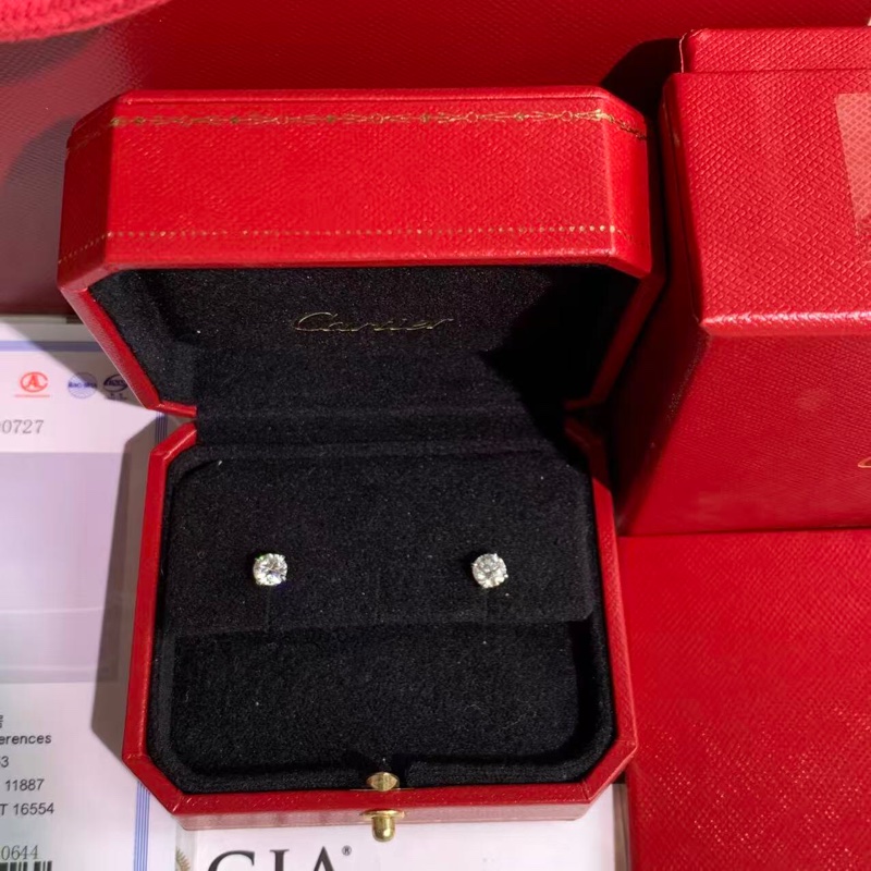 Cartier卡地亞鑽石耳環60分白金耳環，主鑽0.61，顏色G，淨度vs2，2021年-5