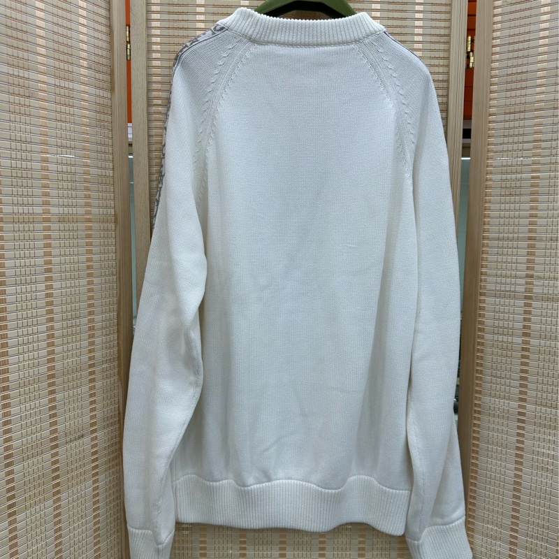 Dior 白色側邊拼接老花羊毛針織衫 L碼-1