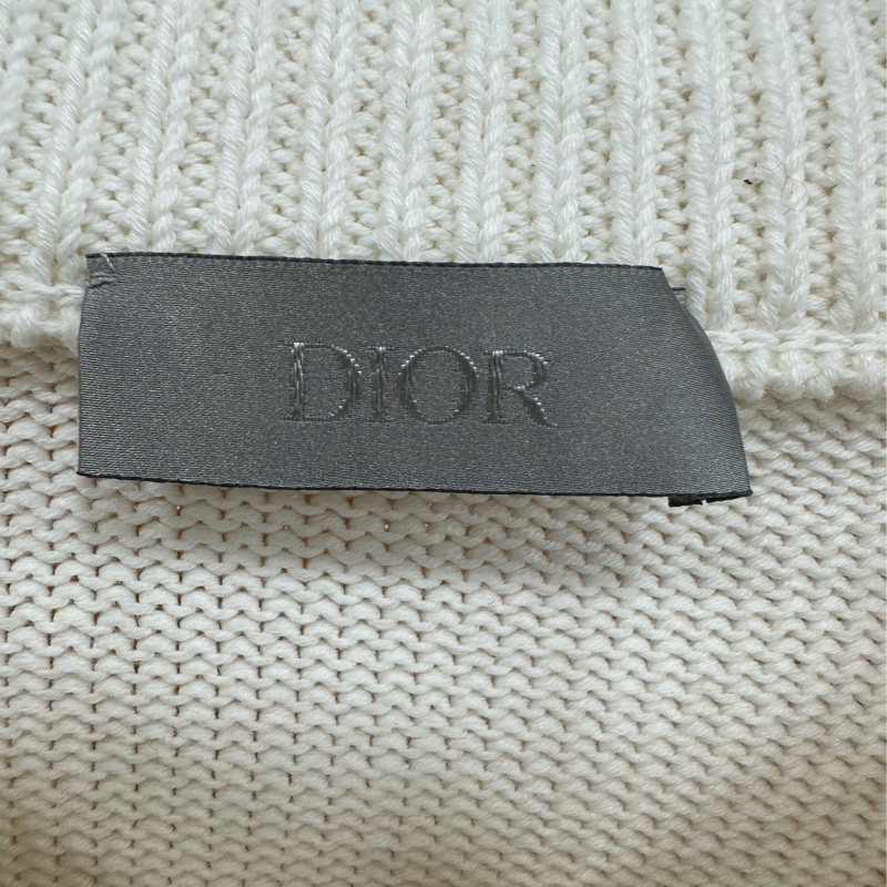 Dior 白色側邊拼接老花羊毛針織衫 L碼-2