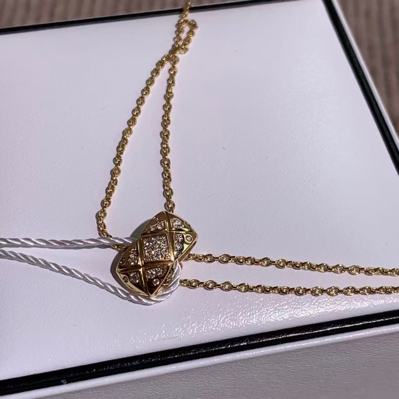 Chanel香奈兒Coco crush帶鑽項鍊米金-3