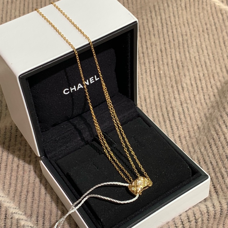 Chanel香奈兒Coco crush帶鑽項鍊米金-4