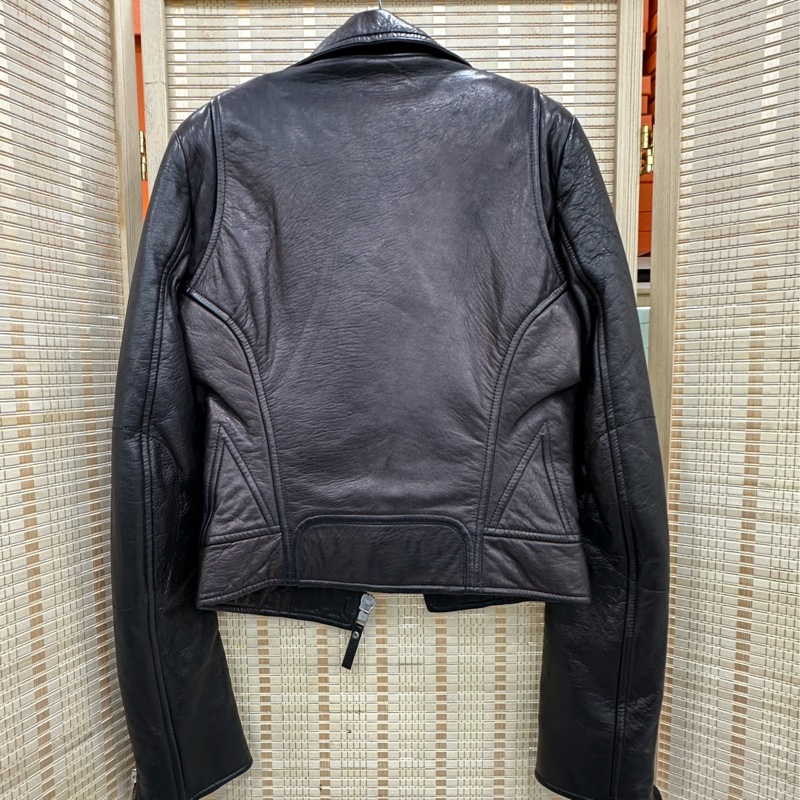 Balenciaga 棕黑色機車皮衣 34碼-1