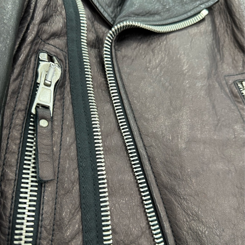 Balenciaga 棕黑色機車皮衣 34碼-4
