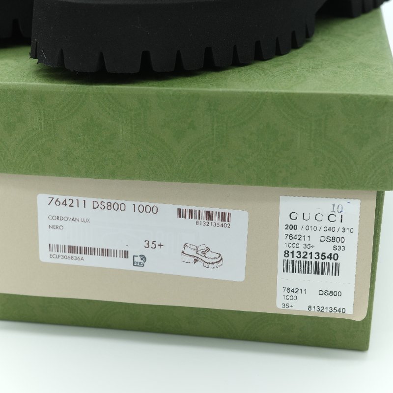 專櫃 38,000（全新♥️閒置品）Gucci 古馳 Horsebit 黑色牛皮 銀色馬銜扣 鋸齒厚底樂福鞋 EU35.5-8