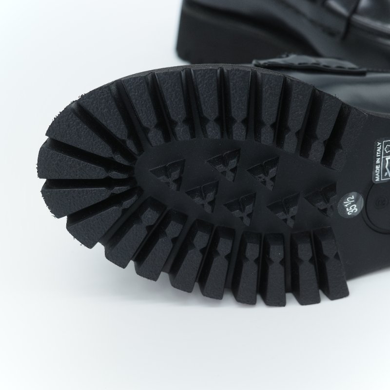 專櫃 38,000（全新♥️閒置品）Gucci 古馳 Horsebit 黑色牛皮 銀色馬銜扣 鋸齒厚底樂福鞋 EU35.5-10