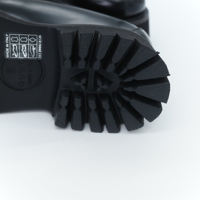 專櫃 38,000（全新♥️閒置品）Gucci 古馳 Horsebit 黑色牛皮 銀色馬銜扣 鋸齒厚底樂福鞋 EU35.5-11