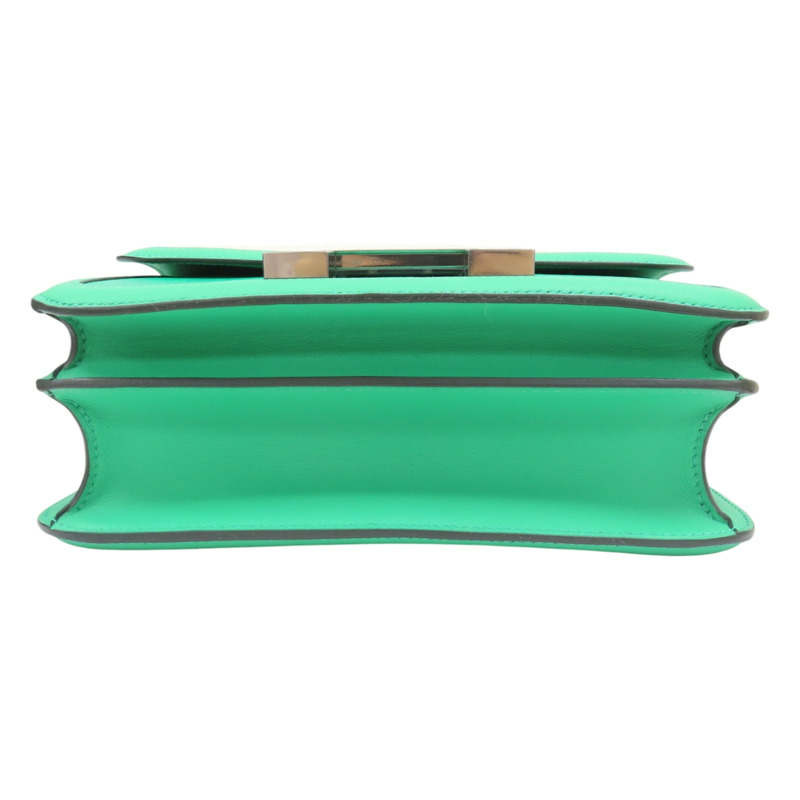 薄荷綠色 Swift牛皮 帆布 Constance 康康包 肩背包 Z刻 銀釦【HERMES 愛馬仕】-3