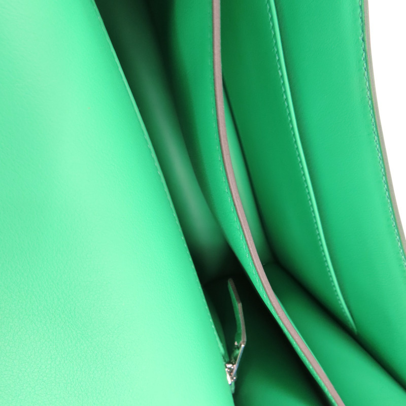 薄荷綠色 Swift牛皮 帆布 Constance 康康包 肩背包 Z刻 銀釦【HERMES 愛馬仕】-5