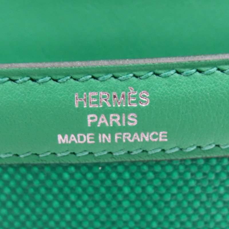 薄荷綠色 Swift牛皮 帆布 Constance 康康包 肩背包 Z刻 銀釦【HERMES 愛馬仕】-6