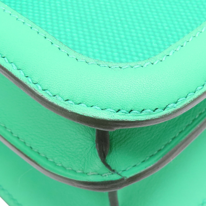 薄荷綠色 Swift牛皮 帆布 Constance 康康包 肩背包 Z刻 銀釦【HERMES 愛馬仕】-9