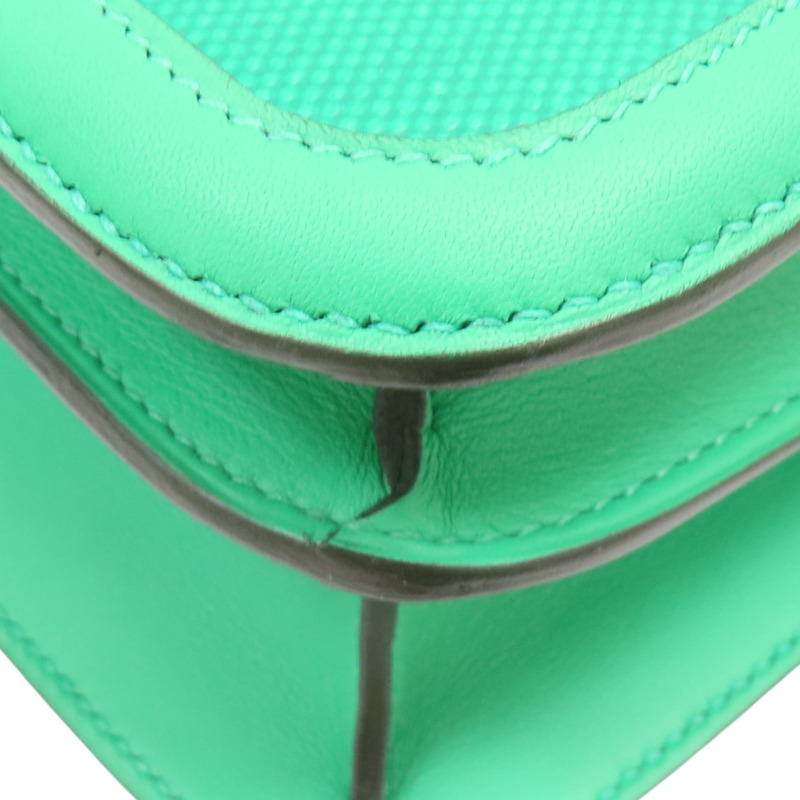 薄荷綠色 Swift牛皮 帆布 Constance 康康包 肩背包 Z刻 銀釦【HERMES 愛馬仕】-10