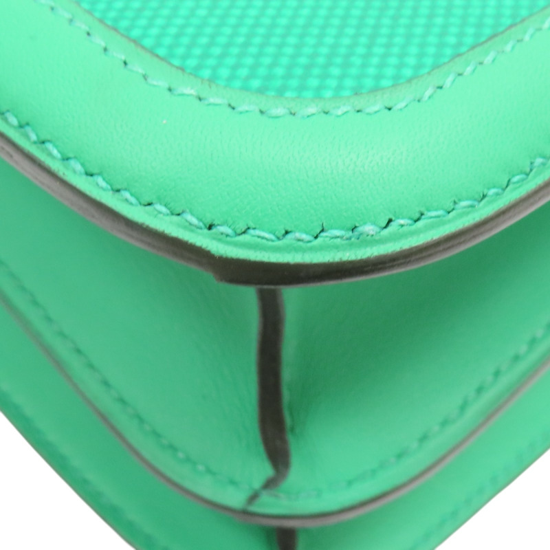 薄荷綠色 Swift牛皮 帆布 Constance 康康包 肩背包 Z刻 銀釦【HERMES 愛馬仕】-12