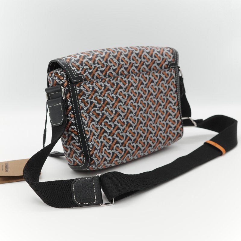 Burberry 巴寶莉 TB Print 經典印花 帆布 小牛皮 斜背 郵差包-6