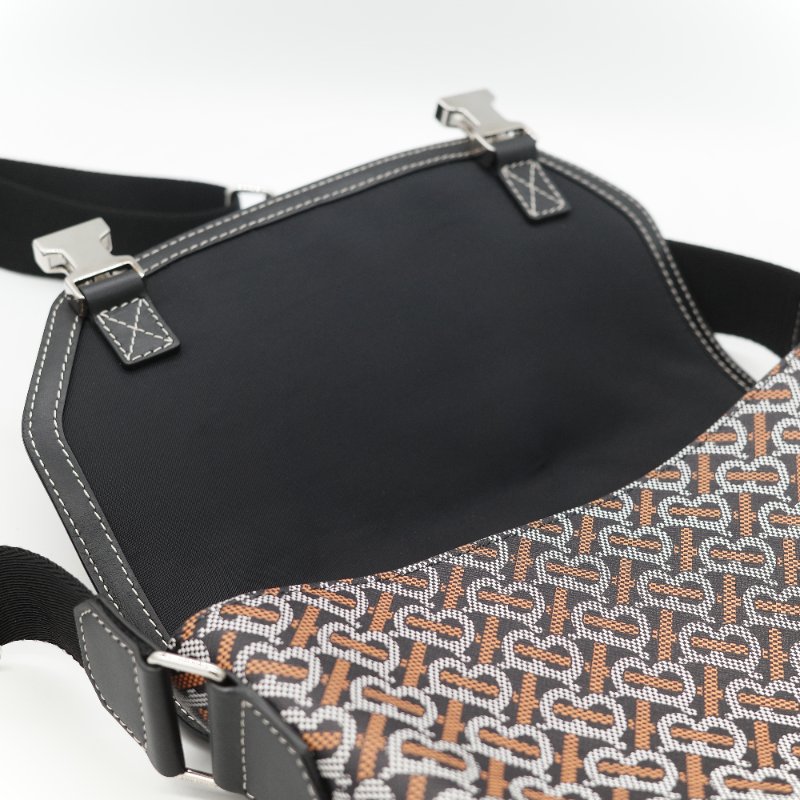 Burberry 巴寶莉 TB Print 經典印花 帆布 小牛皮 斜背 郵差包-9