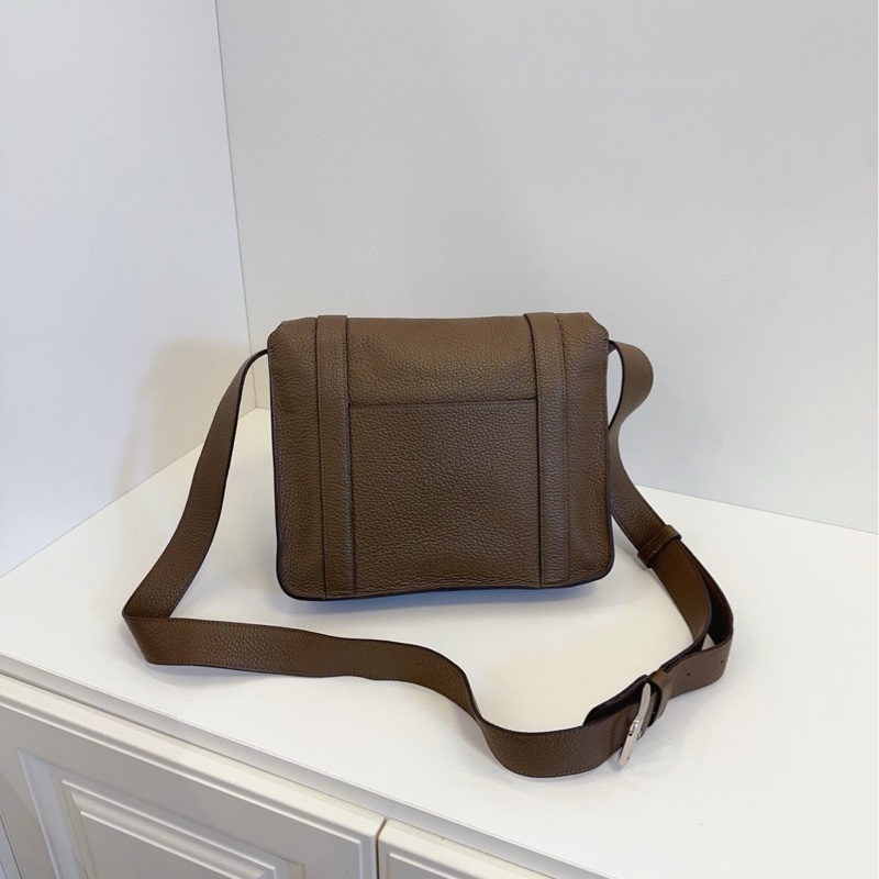 Hermes 愛馬仕 Steve27 小號 大象灰銀扣拼內里藍色 斜挎郵差包 TC皮 約27*22*7.5 T刻-2