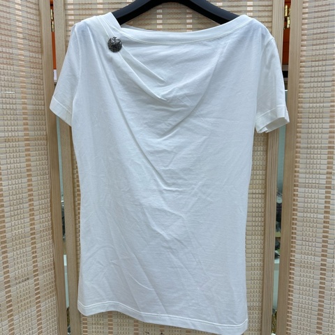 LV/Louis Vuitton 路易威登 鈕扣褶皺設計短袖T卹 XS碼