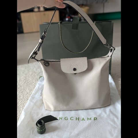 🌿 Longchamp 經典皮革肩背包hobo包（可調節背帶）