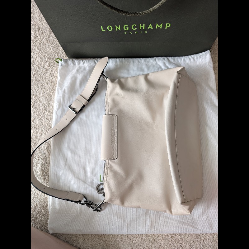 🌿 Longchamp 經典皮革肩背包hobo包（可調節背帶）-3
