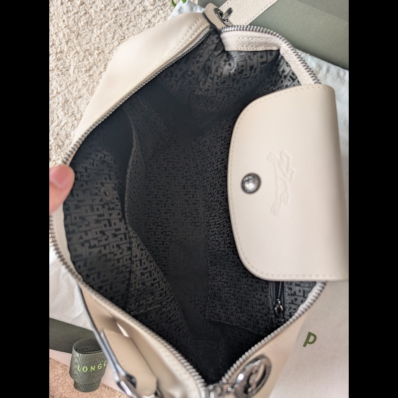 🌿 Longchamp 經典皮革肩背包hobo包（可調節背帶）-11