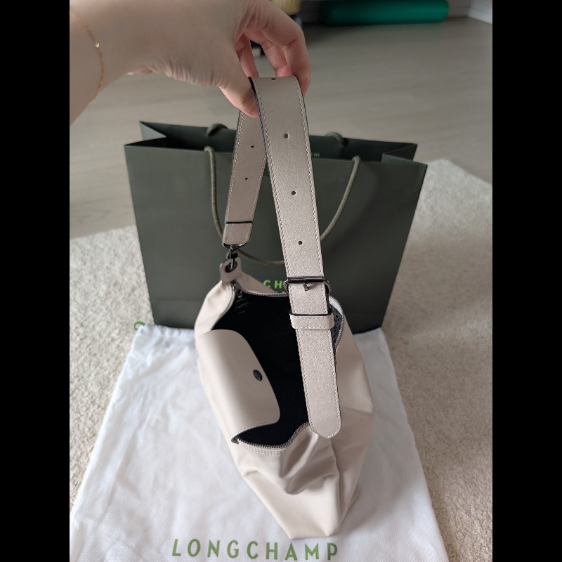 🌿 Longchamp 經典皮革肩背包hobo包（可調節背帶）-14