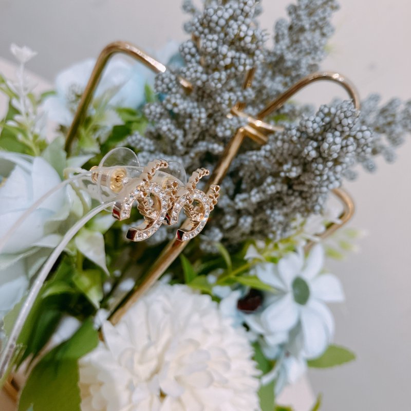 TK1996	香奈兒 經典 雙C 水晶拼褸空 耳環Chanel CC Crystal With Vault Earrings-6