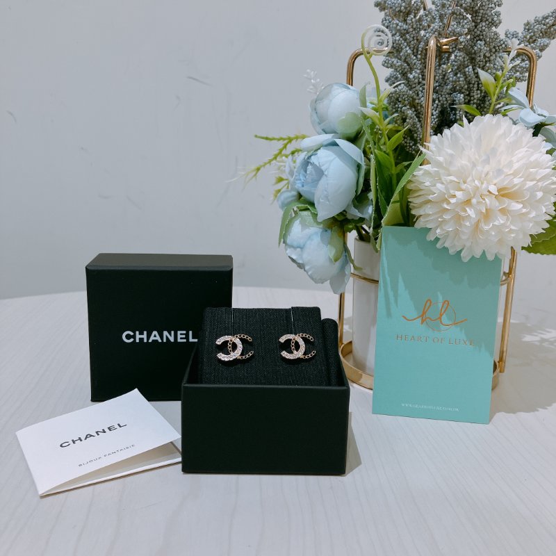 TK1996	香奈兒 經典 雙C 水晶拼褸空 耳環Chanel CC Crystal With Vault Earrings-9