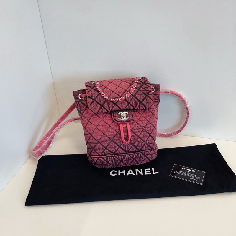 Chanel香奈兒 薩爾茨堡mini雙肩包 復刻新款29開 稀缺的粉·黑洗水丹寧 尺寸約23*18*12 高級復古-2