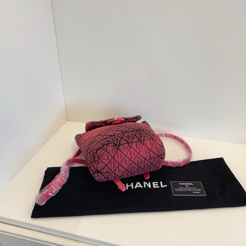 Chanel香奈兒 薩爾茨堡mini雙肩包 復刻新款29開 稀缺的粉·黑洗水丹寧 尺寸約23*18*12 高級復古-5