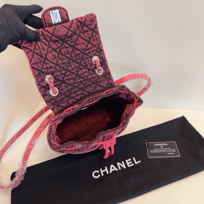 Chanel香奈兒 薩爾茨堡mini雙肩包 復刻新款29開 稀缺的粉·黑洗水丹寧 尺寸約23*18*12 高級復古-8