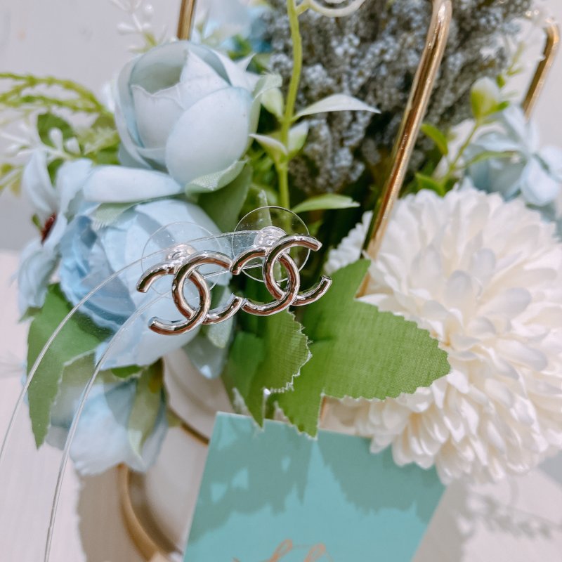 TK1988 香奈兒 經典 雙C 純銀 耳環 Chanel 26P CC Logo Silver Earrings-2