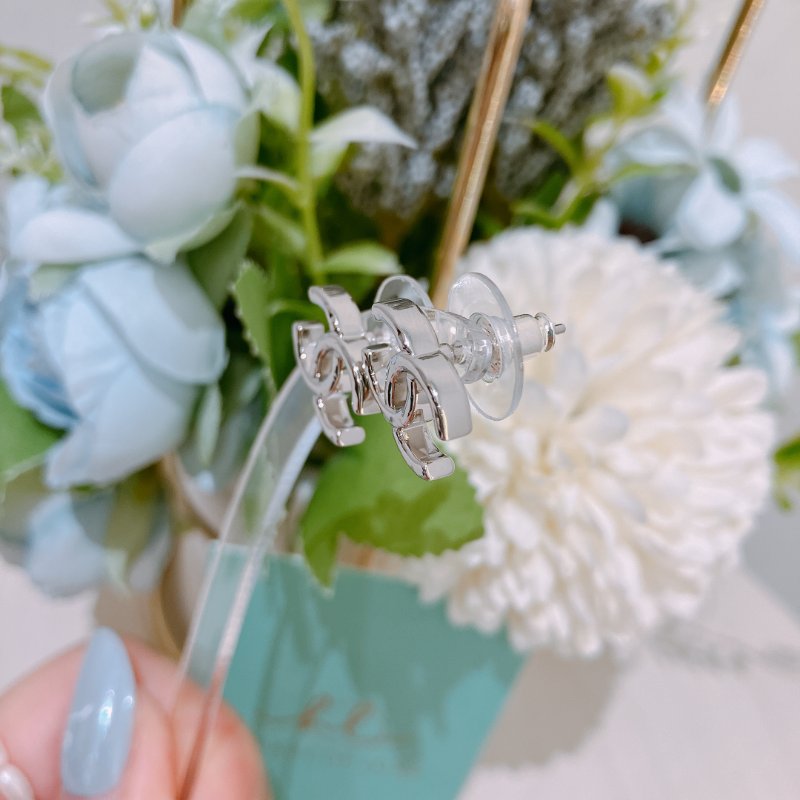 TK1988 香奈兒 經典 雙C 純銀 耳環 Chanel 26P CC Logo Silver Earrings-4