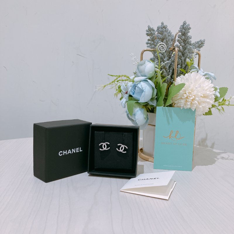 TK1988 香奈兒 經典 雙C 純銀 耳環 Chanel 26P CC Logo Silver Earrings-8