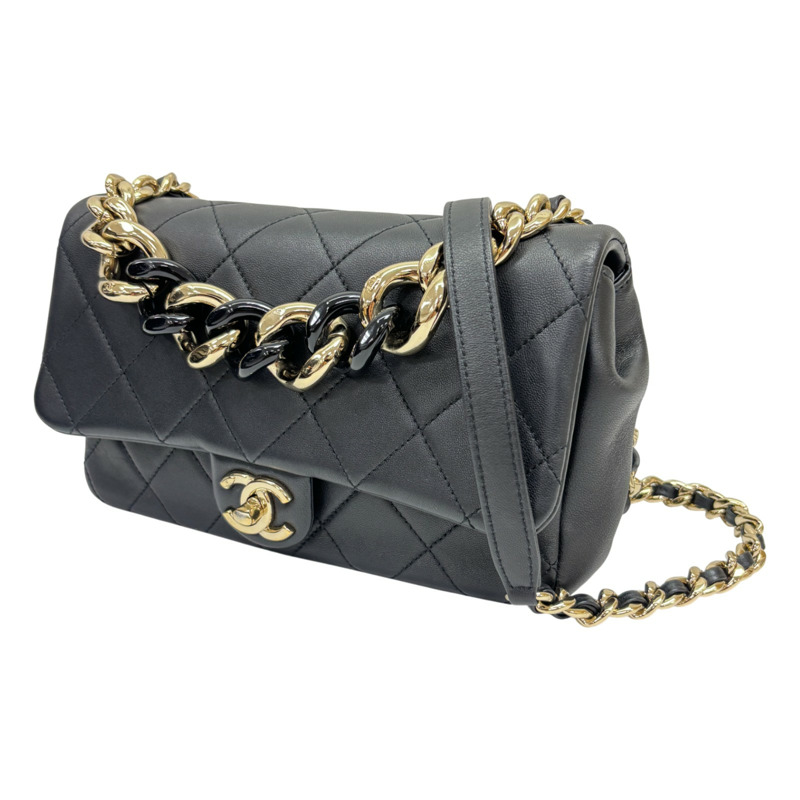 黑色 菱格紋 羊皮 鍊帶 肩背包【CHANEL 香奈兒】-1