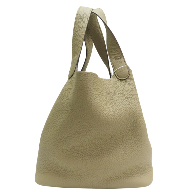 鼠尾草灰 Clemence牛皮 Picotin Lock 22 手提包 W刻 銀釦【HERMES 愛馬仕】-1