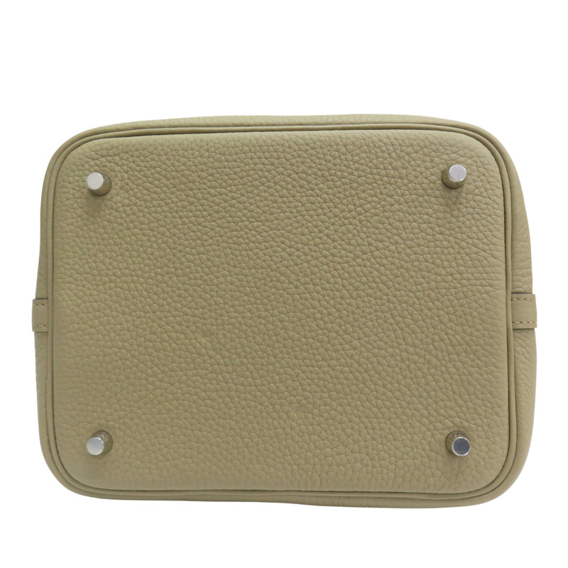 鼠尾草灰 Clemence牛皮 Picotin Lock 22 手提包 W刻 銀釦【HERMES 愛馬仕】-3