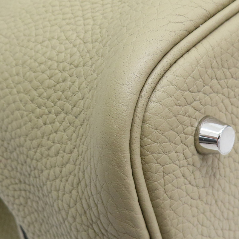 鼠尾草灰 Clemence牛皮 Picotin Lock 22 手提包 W刻 銀釦【HERMES 愛馬仕】-8