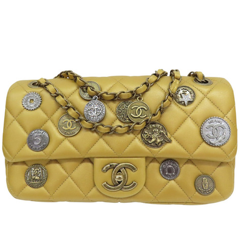 金色 菱格紋 牛皮 金幣裝飾 Paris-Dubai Medallion 鏈帶 肩背包【CHANEL 香奈兒】