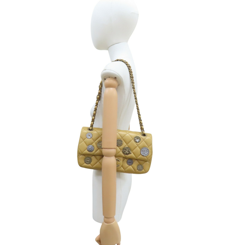 金色 菱格紋 牛皮 金幣裝飾 Paris-Dubai Medallion 鏈帶 肩背包【CHANEL 香奈兒】-9