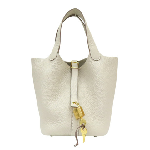 白色 Clemence牛皮 Picotin Lock 18 手提包 K刻 金扣【HERMES 愛馬仕】