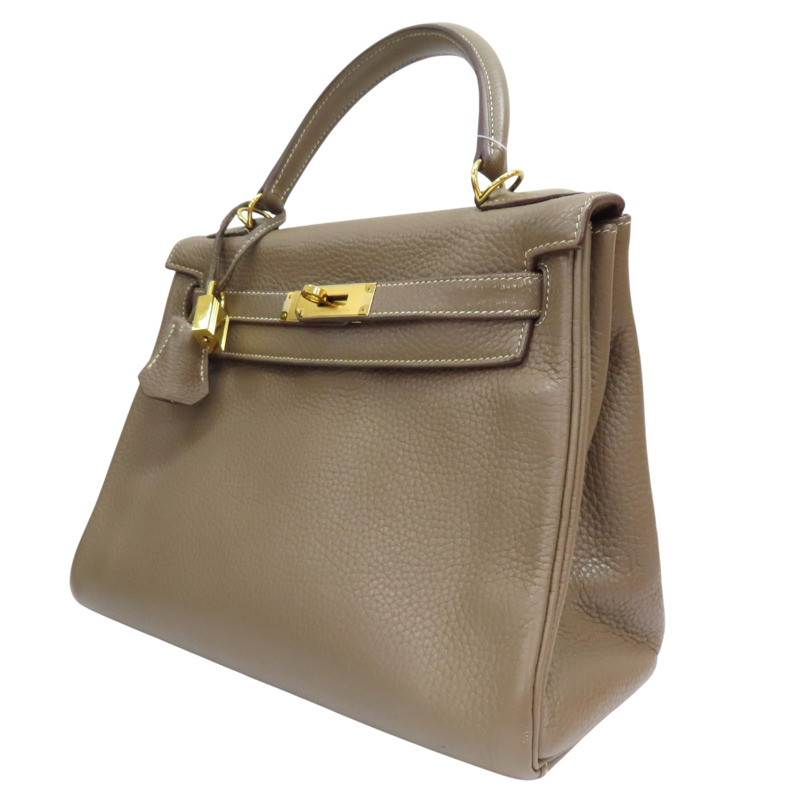 大象灰 Clemence牛皮 Kelly 28 凱莉包 兩用包 T刻 金釦【HERMES 愛馬仕】-2