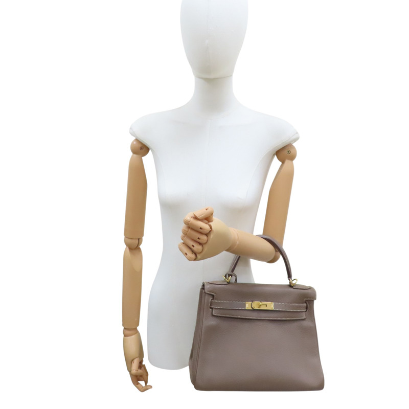 大象灰 Clemence牛皮 Kelly 28 凱莉包 兩用包 T刻 金釦【HERMES 愛馬仕】-9