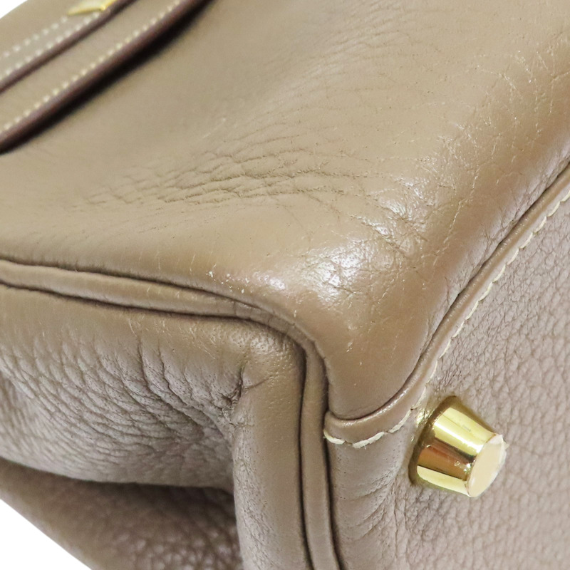 大象灰 Clemence牛皮 Kelly 28 凱莉包 兩用包 T刻 金釦【HERMES 愛馬仕】-10