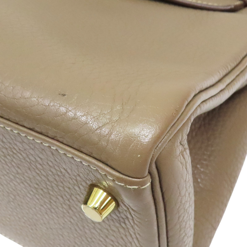 大象灰 Clemence牛皮 Kelly 28 凱莉包 兩用包 T刻 金釦【HERMES 愛馬仕】-11