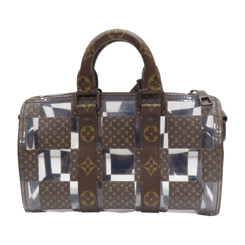 棕色 原花帆布 透明格紋 Keepall Bandouliere 25 兩用包 M20872【LOUIS VUITTON LV 路易威登】 M20872-1