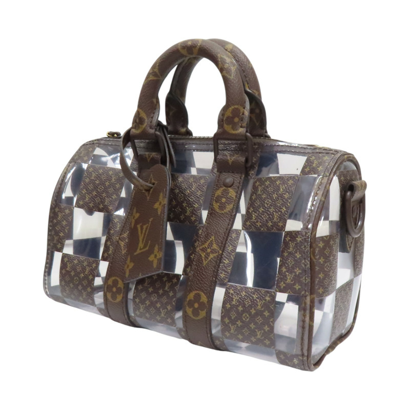 棕色 原花帆布 透明格紋 Keepall Bandouliere 25 兩用包 M20872【LOUIS VUITTON LV 路易威登】 M20872-2